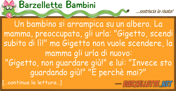 Barzellette Bambini bambino arrampica albero.