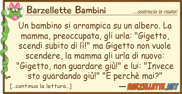 Barzellette Bambini bambino arrampica albero.