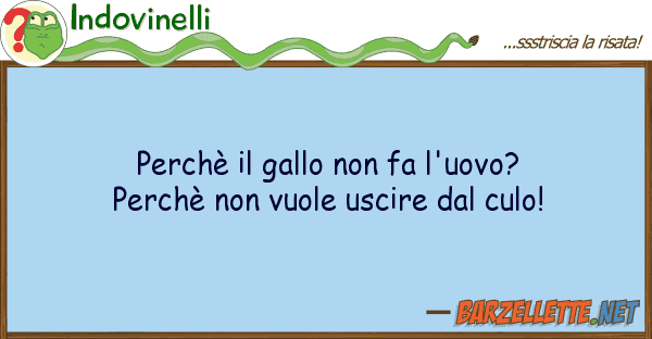 Indovinelli perchè gallo fa l'uovo? perchè