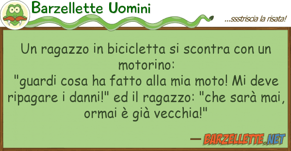 Barzellette Uomini ragazzo bicicletta scontra