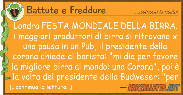 Battute e Freddure londra festa mondiale birra. i