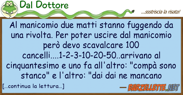 Dal Dottore manicomio due matti stanno fuggendo d
