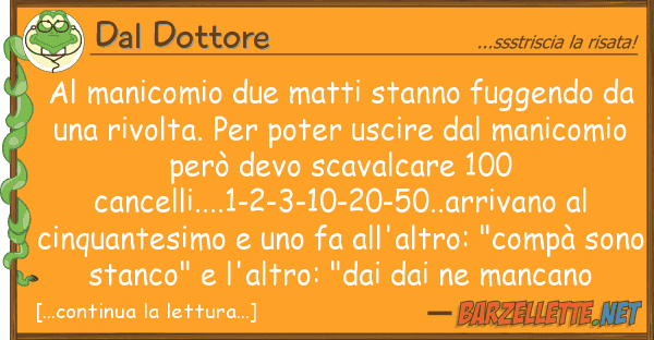 Dal Dottore manicomio due matti stanno fuggendo d