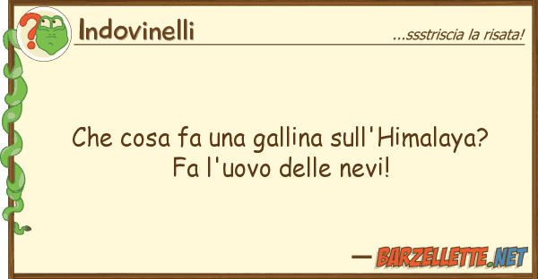 Indovinelli cosa fa gallina sull'himalaya? f