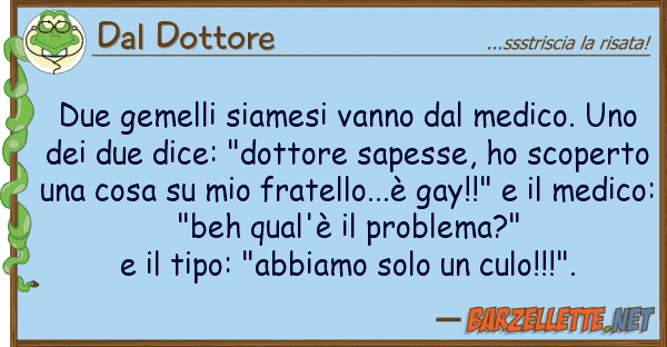 Dal Dottore due gemelli siamesi vanno medico.