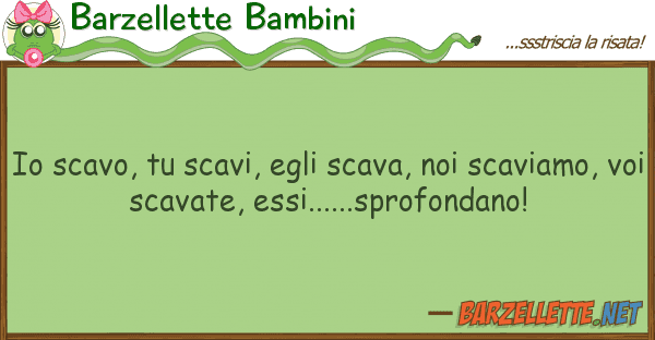 Barzellette Bambini scavo, scavi, egli scava, scav