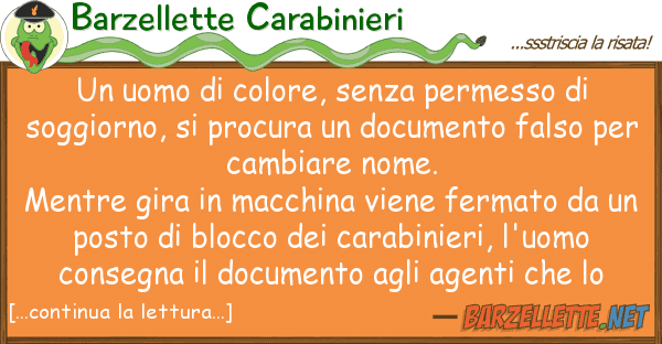 Barzellette Carabinieri uomo colore, senza permesso sog