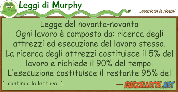 Leggi di Murphy legge novanta-novanta ogni lavoro è