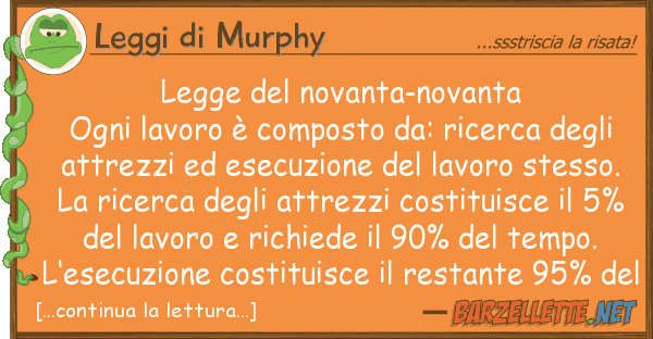 Leggi di Murphy legge novanta-novanta ogni lavoro è