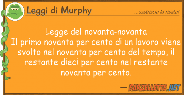Leggi di Murphy legge novanta-novanta il primo novan