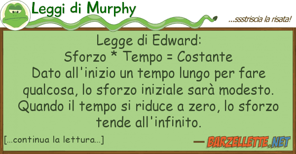 Leggi di Murphy legge edward: sforzo * tempo = costan
