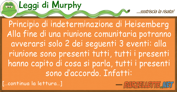 Leggi di Murphy principio indeterminazione heisemb