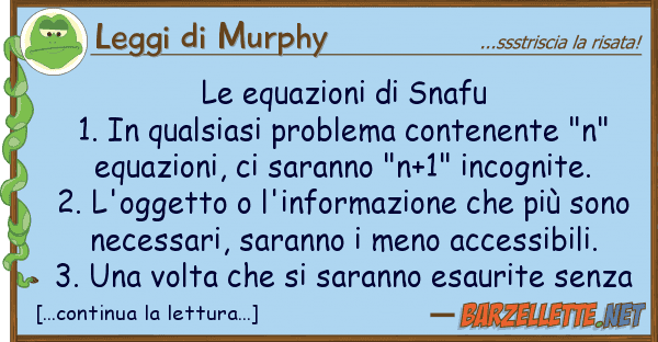 Leggi di Murphy equazioni snafu 1. qualsiasi pr