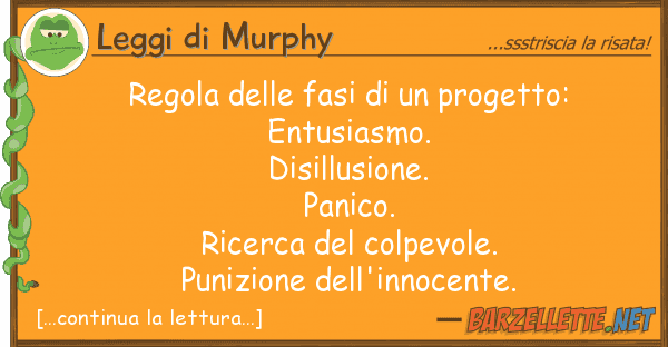 Leggi di Murphy regola fasi progetto: entusi