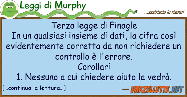 Leggi di Murphy terza legge finagle in qualsiasi