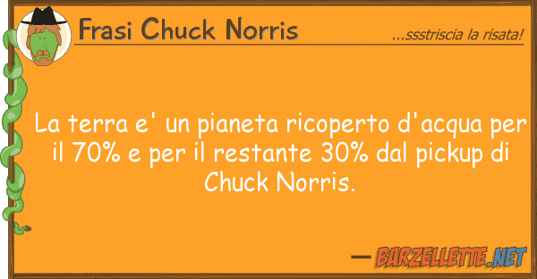 Frasi Chuck Norris terra e' pianeta ricoperto d'acqua