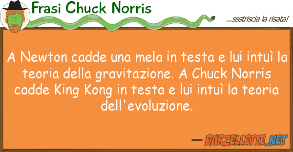Frasi Chuck Norris newton cadde mela testa