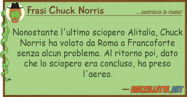Frasi Chuck Norris nonostante l'ultimo sciopero alitalia,
