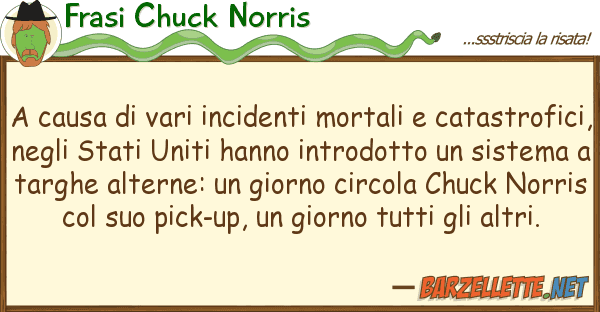 Frasi Chuck Norris causa vari incidenti mortali cata