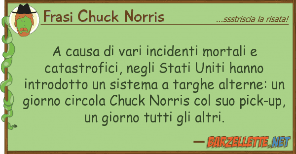 Frasi Chuck Norris causa vari incidenti mortali cata