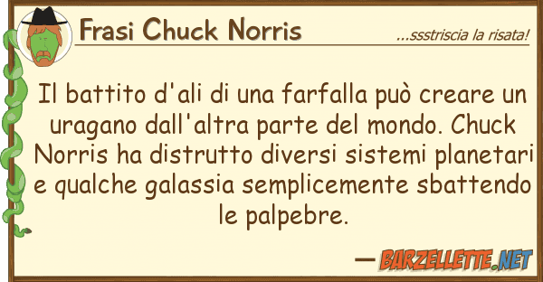 Frasi Chuck Norris battito d'ali farfalla può cr