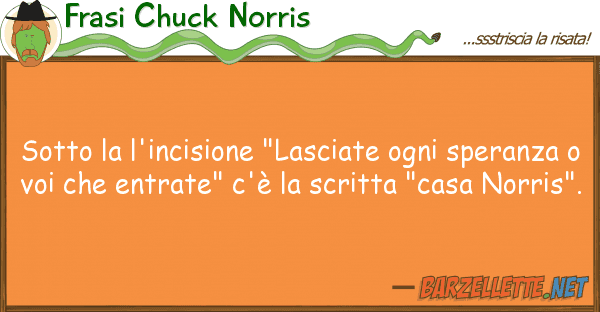Frasi Chuck Norris sotto l'incisione "lasciate ogni sper