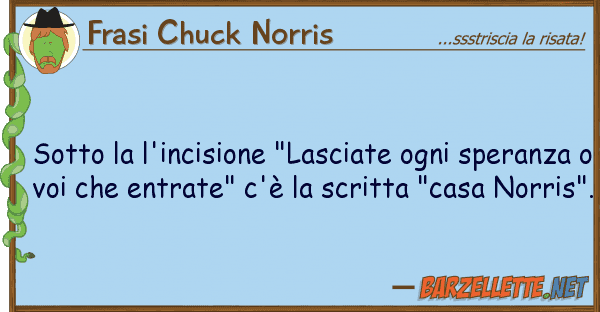 Frasi Chuck Norris sotto l'incisione "lasciate ogni sper