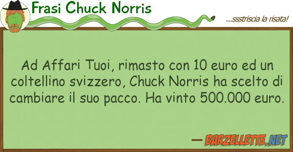 Frasi Chuck Norris affari tuoi, rimasto 10 euro u