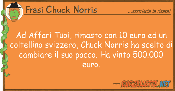 Frasi Chuck Norris affari tuoi, rimasto 10 euro u