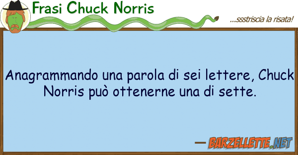 Frasi Chuck Norris anagrammando parola sei lettere,