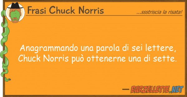 Frasi Chuck Norris anagrammando parola sei lettere,