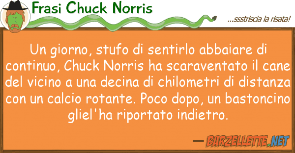 Frasi Chuck Norris giorno, stufo sentirlo abbaiare