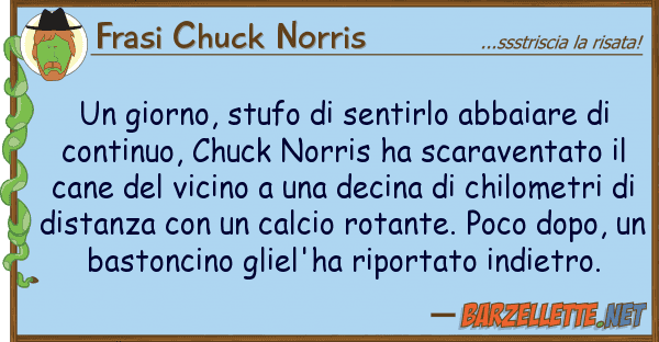 Frasi Chuck Norris giorno, stufo sentirlo abbaiare