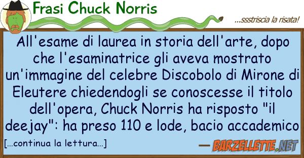 Frasi Chuck Norris all'esame laurea storia dell'arte,
