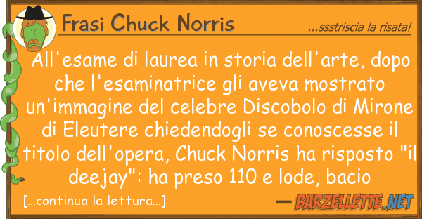 Frasi Chuck Norris all'esame laurea storia dell'arte,
