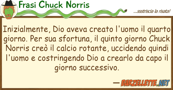 Frasi Chuck Norris inizialmente, dio aveva creato l'uomo