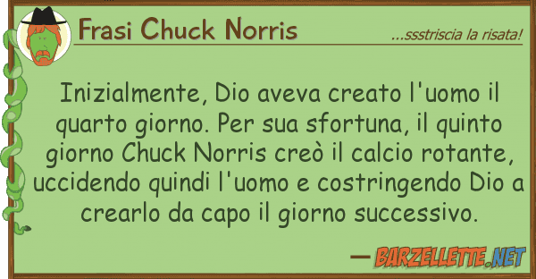 Frasi Chuck Norris inizialmente, dio aveva creato l'uomo