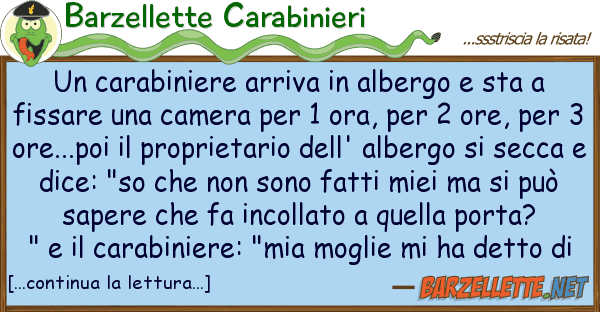 Barzellette Carabinieri carabiniere arriva albergo sta