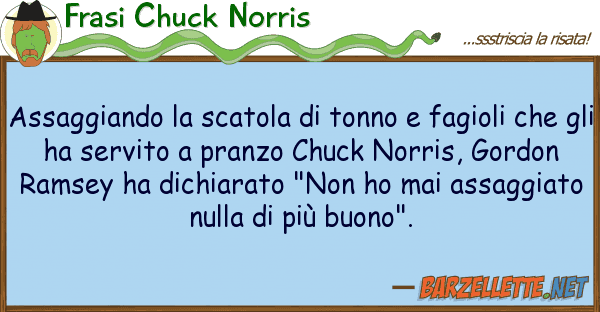 Frasi Chuck Norris assaggiando scatola tonno fagiol