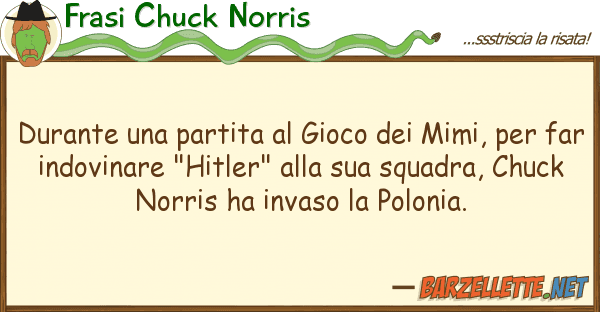 Frasi Chuck Norris durante partita gioco mimi, p