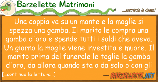 Barzellette Matrimoni coppia va monte moglie