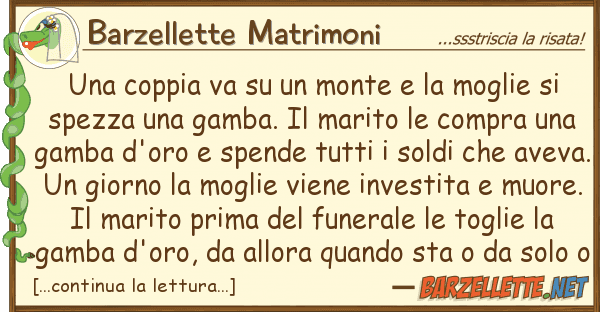 Barzellette Matrimoni coppia va monte moglie