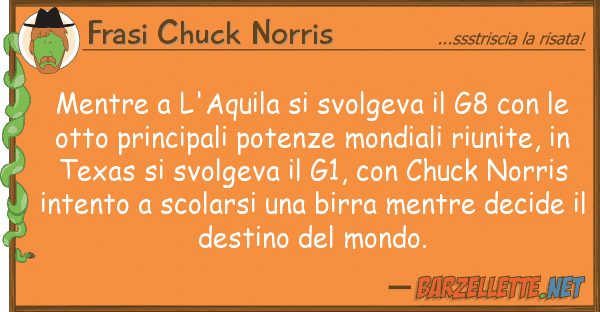 Frasi Chuck Norris mentre l'aquila svolgeva g8