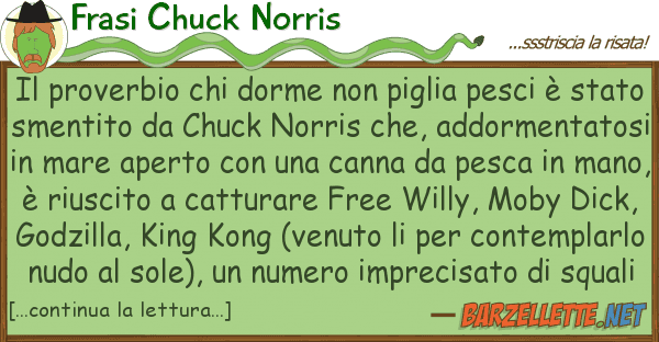 Frasi Chuck Norris proverbio dorme piglia pesci