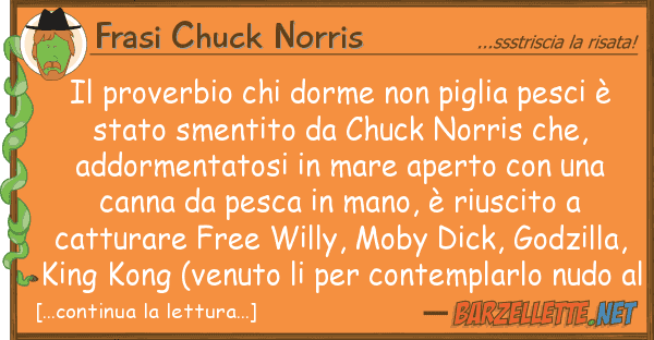 Frasi Chuck Norris proverbio dorme piglia pesci