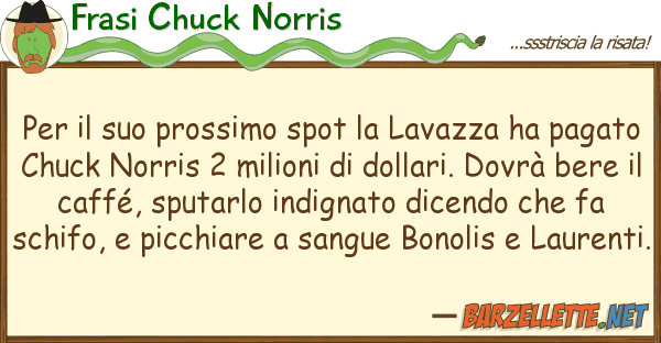 Frasi Chuck Norris prossimo spot lavazza ha p