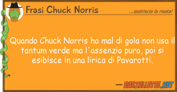 Frasi Chuck Norris quando chuck norris ha mal gola u