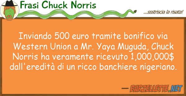 Frasi Chuck Norris inviando 500 euro tramite bonifico via w