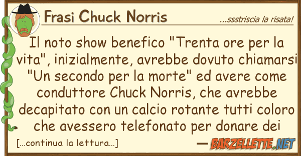 Frasi Chuck Norris noto show benefico "trenta ore