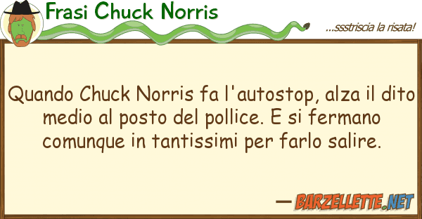 Frasi Chuck Norris quando chuck norris fa l'autostop, alza